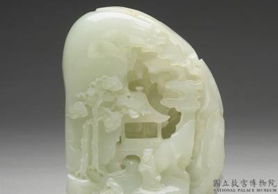 图片[2]-Jade miniature mountain with figures washing an inkstone, Qing dynasty (1644-1911)-China Archive